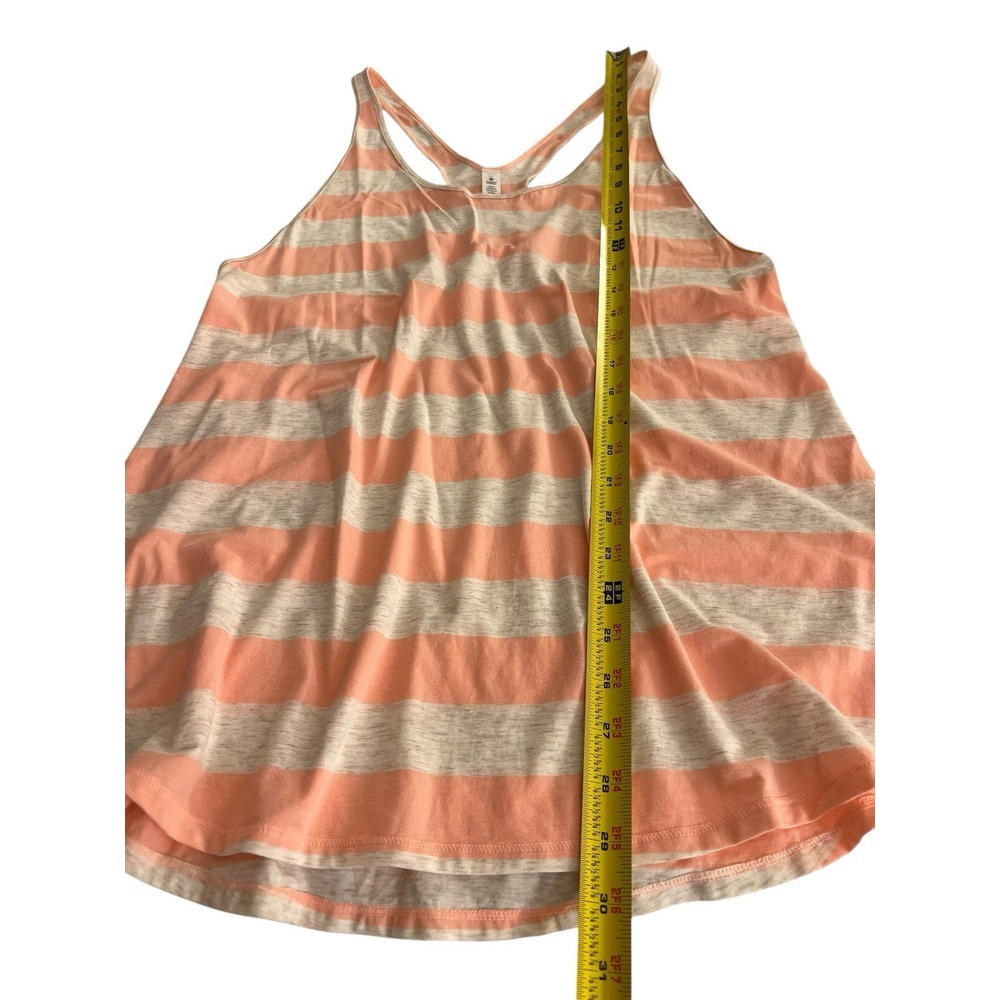 NEW Lululemon Size 12 Om Racer Back Top Tank Orange Khaki Striped Active Workout - Picture 3 of 9